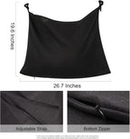 Hanging Linen Laundry Bag, 100% Pure Flax Linen Over The Door Hamper with Bottom Zipper for Laundry Room, Household Dirty Cloth Storage Organizer Bag, Black