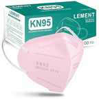 LEMENT KN95 Face Masks,100 Pack Breathable Cup Dust Disposable Masks For Adults,Pink
