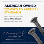 1/2 in. x 6-1/2 in. Black Carriage Bolt Kit Includes 12 Bolts, 12 Washers, and 12 Nuts, Ceramic Black Ruspert Coated for Exterior Use - 2X Rust Resistance of Galvanized by Makers Bolt