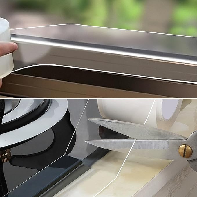 Transparent Window Weather Sealing Tape 2inch*66ft Weather Stripping Residue-Free Clear Window Insulation Tape for Doors Windows and Shower Glass Gaps