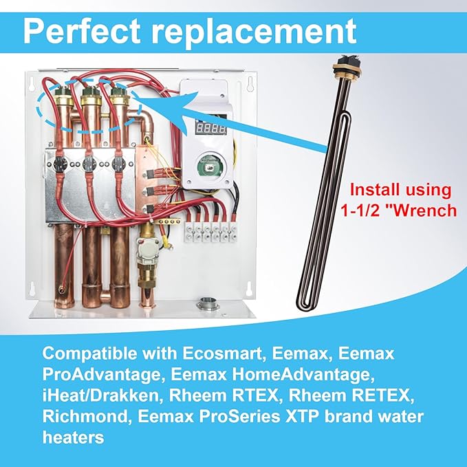 Titanium HE 90240 Heating Element for ECO18 24 27 36 Tankless Water Heater,240V 9000W Water Heater Element Replacement SGB-2903 HA-P004 HA-P005