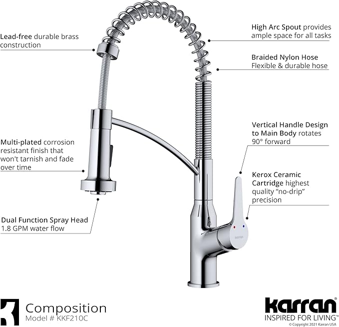 Karran Scottsdale Single-Handle Pull-Down Sprayer Kitchen Faucet in Chrome