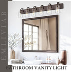Emliviar 44.7 Inch Large Vanity Light for Bathroom, 6 Light Farmhouse Sconces Wall Lighting Over Mirror with Clear Glass, Oil Rubbed Bronze Finish, YCE237B-6W ORB