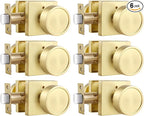 Haidms Gold Door Knobs Interior, Zinc-Alloy Heavy Duty Round Brushed Gold Privacy Door Knobs for Bedroom Modern Bathroom Interior Door Lock Bulk(6 Pack)