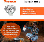 GoodBulb 250-Watt Halogen MR16 Bulb GY5.3 Base 120V ANSI Code ETJ High Output 3000K Soft White Color Clear Finish 2000 Life Hours Pack of 10