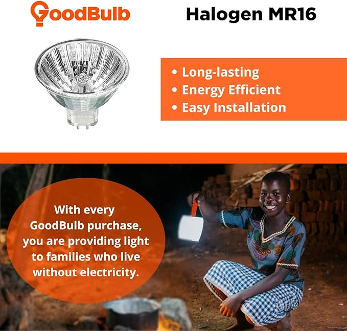 GoodBulb 65 Watt Halogen MR16 Light Bulb 65W GU5.3 Base 12V ANSI Code FPB High Output Halogen Light 3000K Soft White Light Color Clear Finish 2000 Life Hours 10 Bulbs Pack