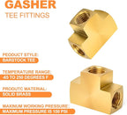 GASHER 1 Pcs Brass Barstock Tee, 1/8" x 1/8" x 1/8" NPT Female Pipe Fittings
