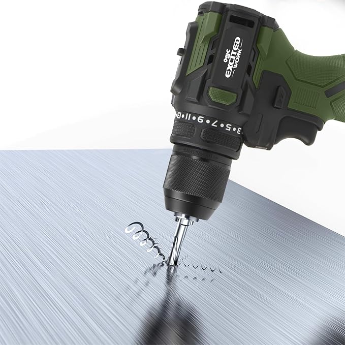 17V Brushless Power Drill Cordless, 55Nm Electric Drill Set with 2 1500mAh Batteries, 2 Variable Speed, 20+1 Torque Setting and LED Work Light