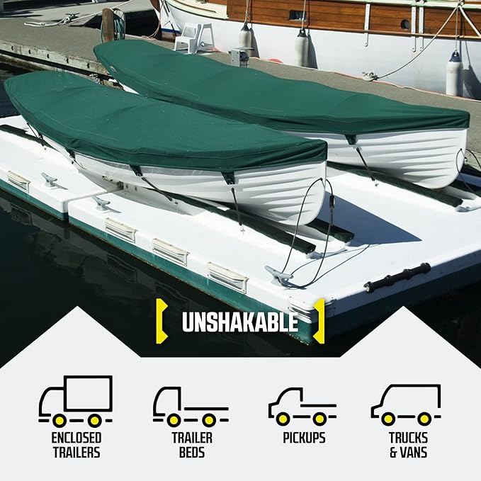 Pack of 50 Tarp Straps for Flatbed Trailers, 15" Long Natural Rubber Bungee Cord Tie-Downs Ideal for Securing Tarps, Canvases, Cargo in Cold Climates | Tie-Downs w/Metal S-Hooks