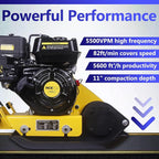 Aceup Energy Plate Compactor 6.5HP 196cc Gas, 21x14.6inch Plate 2700lbs Gas Compaction Force 5500VPM, Ground Compactor Tamper Pavement Compaction Rammer with Wheel