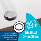 Twist Waste Drain Valve Plunger with O Ring, Valve Drain Stopper for 3-Tier Sink Twist Waste Drain, Must-Have Replacement Accessory for 3 Compartment Sink Repair.