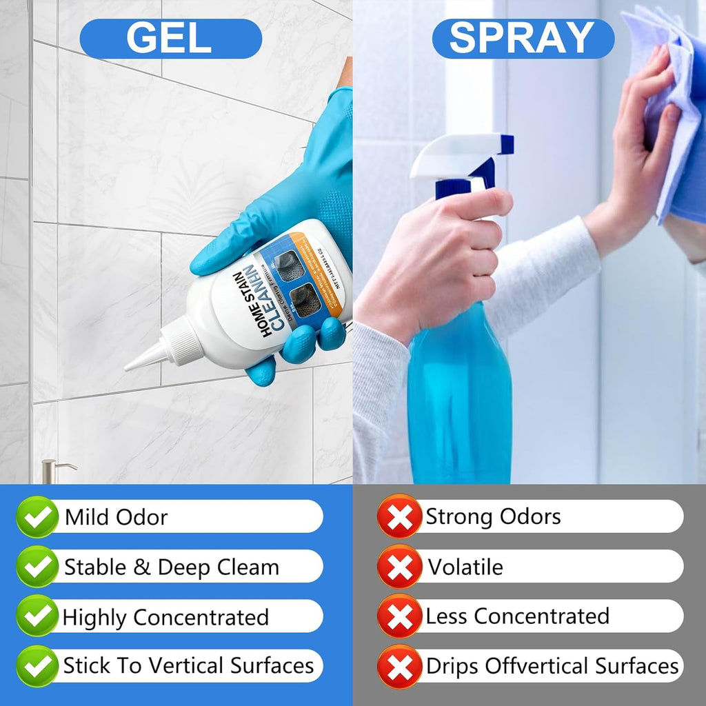 Home Stain Cleaner Gel,Mold Stain Remover,All-Purpose Gel with Brush Deep Cleaning gel for Tile Gaps, Washing Machine Seals, Fridge Rubber, Wall & Shower Stains