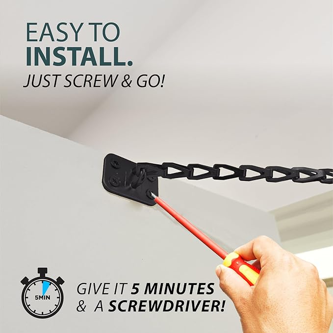 MEGA HANDLES Transom Door Chain 12-Inch, Door Chain Stopper for Transom Windows, Cabinet Door Restraint, Chain Lid Support, Durable Transom Window Hardware for Enhanced Safety - Matte Black