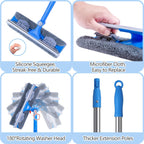 20 Feet+ High Reach Window Squeegee, 2-in-1 Window Cleaner Tool with 15.5Ft Extension Poles, Professional Window Washing Kit, Long Window Cleaning Equipment for High Outdoor Windows Glass