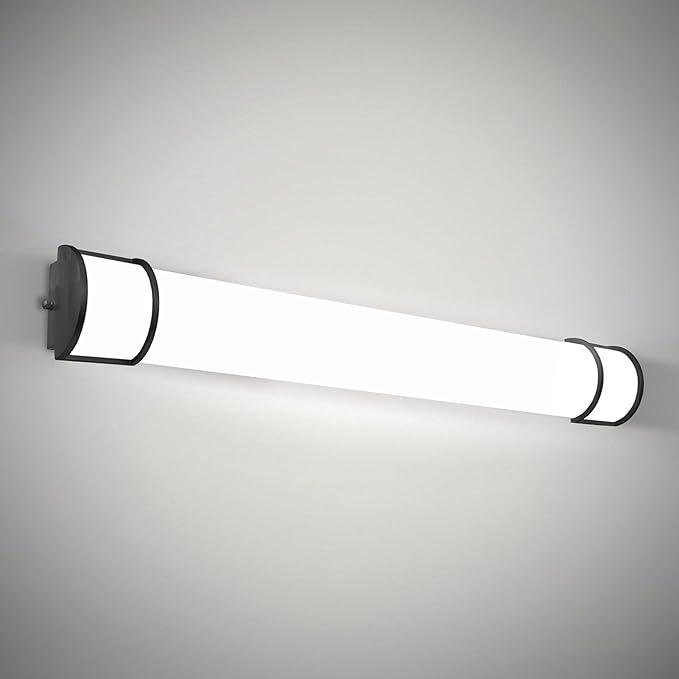 ASD LED 48" Vanity Flush Mount Light Fixture, Linear Bathroom Lighting Bar | 3CCT, Dimmable, Energy Star, ETL Listed | 35W 3200LM 3000-5000K 120V | Long Tube Bath Wall Sconce Over Mirror | Black