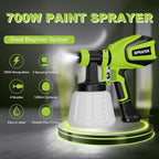 Paint Sprayer 700W, Electric HVLP Paint Spray Gun, with 4 Nozzles and 3 Patterns Cleaning & Blowing Joints Easy to Clean for Garden Chairs Fence Door Cabinets Home Interior Walls etc. VF803 Dark Green