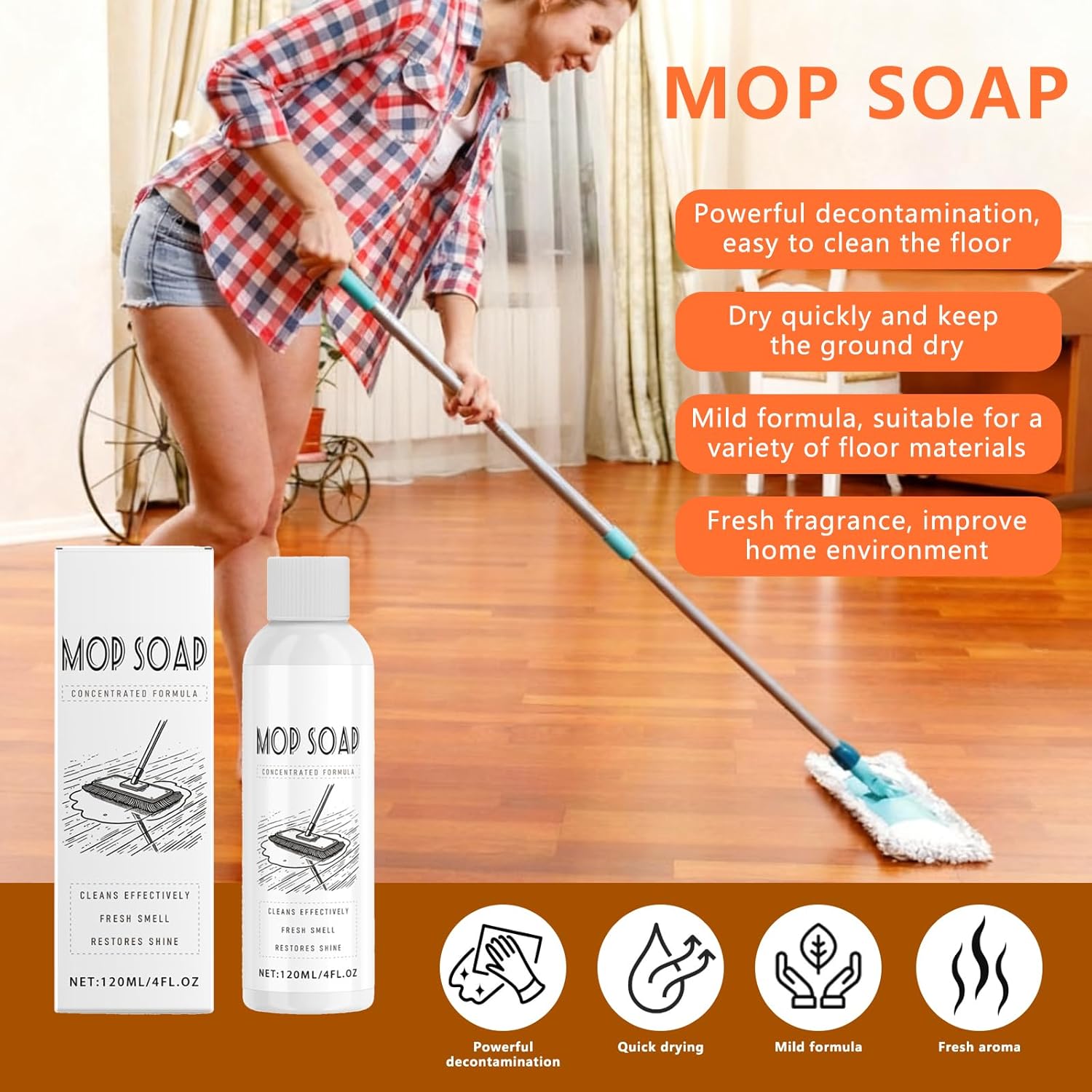 Brazilian Waves Mop Soap for Floor Cleaning, Luxury Mop Soap Brazilian Waves Multi Purpose Cleaner, Highly Scented Mop Soap for Floor Cleaning, Floor Cleaner for Mopping Tile Hardwood Laminate