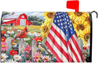 America Flag Patriotic Mailbox Covers 4th of July Mailbox Covers Magnetic Standard Size 21x18 In Summer Floral Bird Waterproof Mail Box Wraps Post Letter Box Covers Garden Yard Home Decor for Outdoor