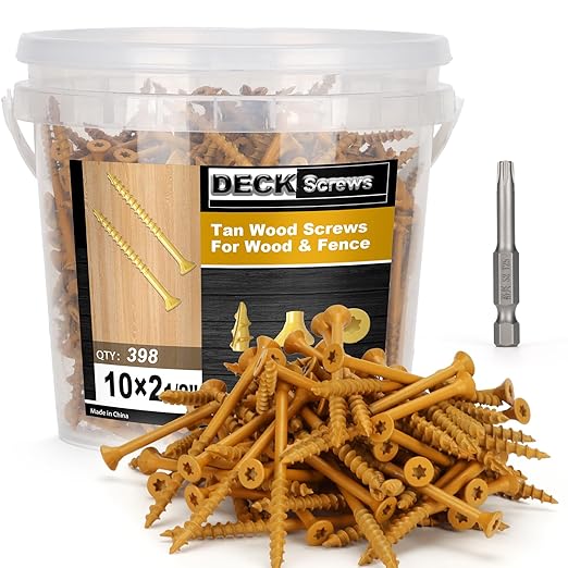 Deck Screws #10 x 2-1/2’’, T25 Star Torx Drive Flat Head Wood Screws, Tan, 5lb