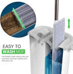 Plastic Mop and Bucket Set: Mop with Wringer for Vinyl Plank Floors Wall Mop Cleaner with Long Handle for Bathroom Walls for Women