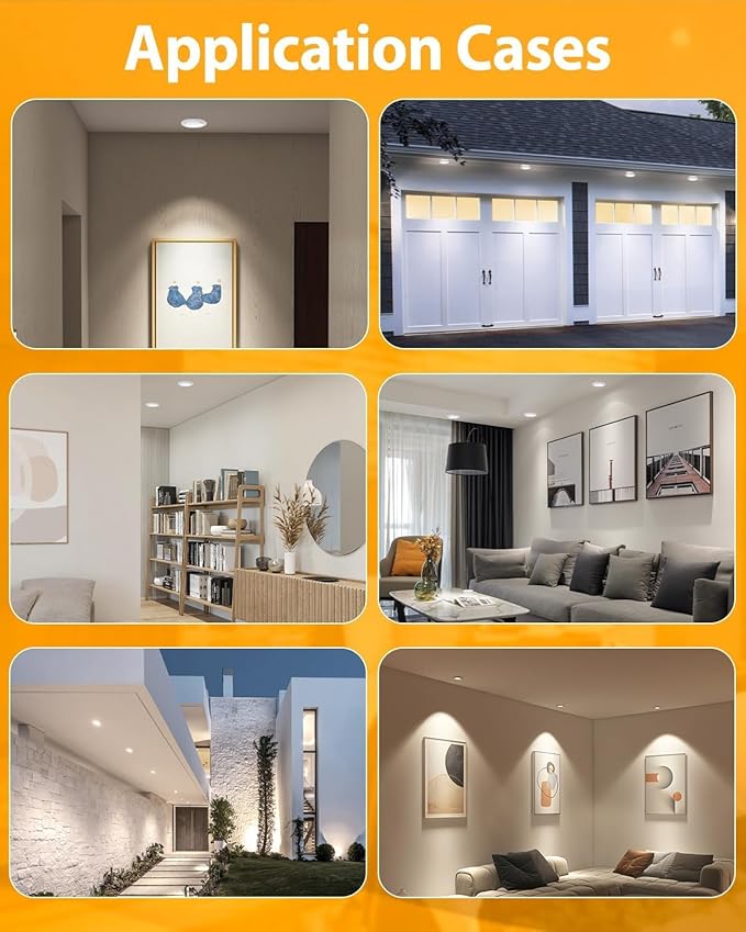 3 inch Recessed LED Lights 7W Gimbal Rotatable Directional Downlight,360°Adjustable Soffit Lighting Dimmable Swivel Eyeball, 90°Tilt Canless Swivel Spotlight 5CCT Selectable 6 Pack White