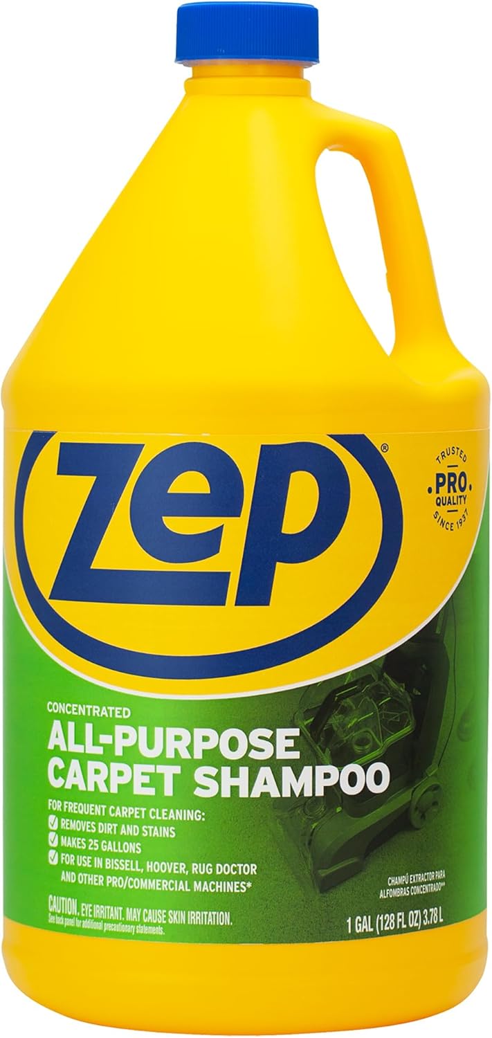 Zep All-Purpose Carpet Shampoo Concentrate Cleaner - 1 Gallon (Case of 2) ZUCEC128 - Professional Formula Removes Dirt and Stains