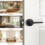 Probrico Privacy Door Handles for Bedroom and Bathroom Black Privacy Door Handle Lever, Keyless Interior Door Handles Bed Bath Door Lockset, 1 Pack