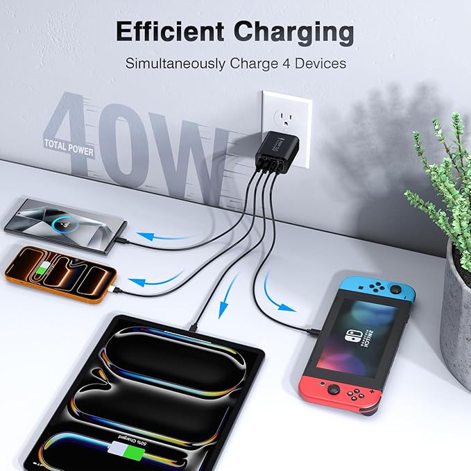 40W USB C Charger Block, 2-Pack Fast Charge Cube Powered Multi-Port Wall Plug Power Adapter Type C Brick for iPhone 17/16/16 Pro Max/15/15 Pro Max/14/14 Pro Max/13/12/iPad, Motorola, LG,PS5, Huawei