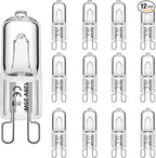 G9 Bulb 25W G9 Halogen Light Bulbs 2 Pin for Range Hood Lights, Microwave Ovens, Bathroom Light Bulbs, Chandeliers 120V 2700K Warm White 12 Pack
