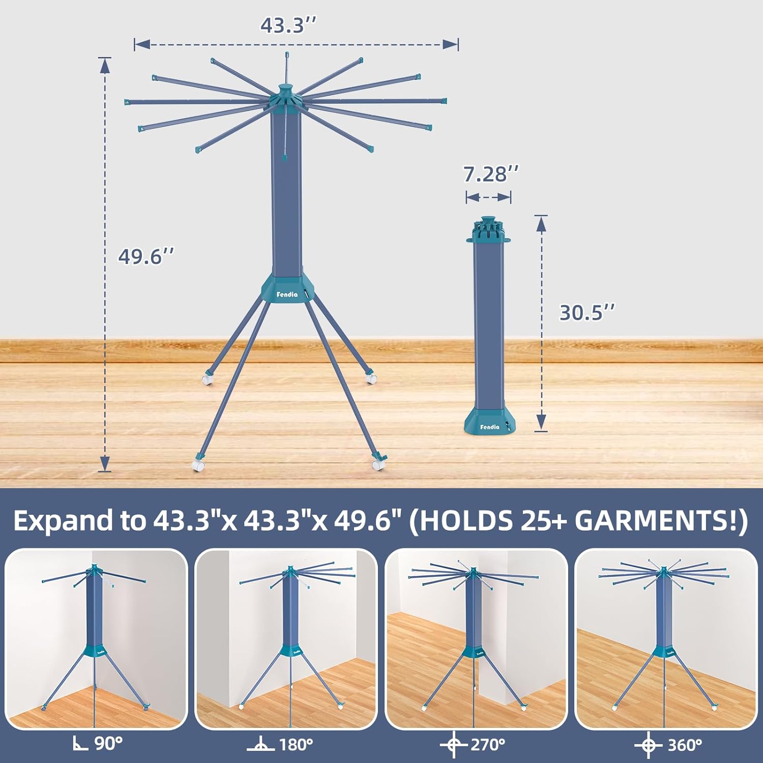 Clothes Drying Rack Foldable & Collapsible Drying Racks with 4-Leg Octopus Design, Large Capacity Space Saving Indoor Drying Rack for Bedroom,Balcony,Laundry for Indoor/Outdoor Use(Grey & Green)
