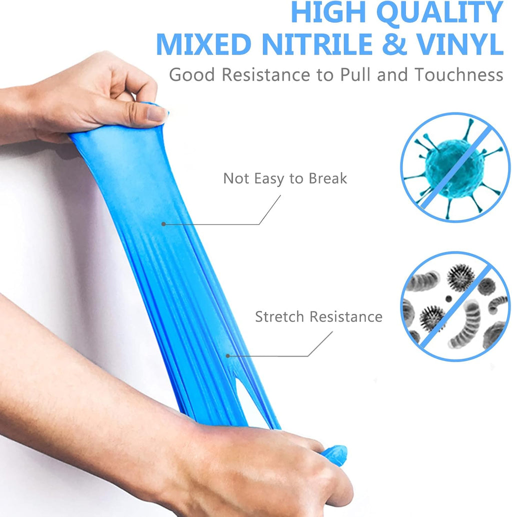 squish Disposable Gloves, Blue 4 mil Vinyl Synmax Blend Exam Gloves Non Sterile, Powder Free, Latex Free - Cleaning Supplies, Kitchen and Food Safe(Pack of 100) (Blue Medium)