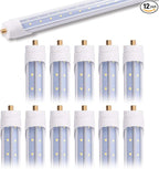 12-Pack 6FT 40W T8 LED Tube Light FA8 Single Pin Base Daylight White 6000k with Bright Dual-Row LED Chips 6 Foot LED Bulbs to Replace T8 T10 T12 Fluorescent Light, ETL Listed