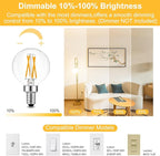 BRIMAX 10 Pack G16.5 Light Bulbs,Dimmable 4W LED Bulbs,Equal to E12 Candelabra Bulb 40W,Small Globe Bulbs 400lm, 2700K Warm White,AC120V,Flicker Free for Ceiling Fans Pendant Chandelier