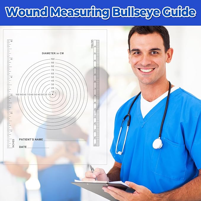 300 Pack Wound Measurement Tools Measuring Bullseye Guide Medical Wound Ruler Soft Flexible Measure Guide for Nurses Patient