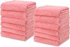 kimteny Kitchen Cloth Dish Towels, 13x28 Inches Premium Dishcloths, Super Absorbent Coral Velvet Microfiber Cleaning Cloths, Fast Drying Rags for Washing Dishes (13x28-12 Pack, Pink)