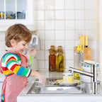 CREA Kitchen Sink Soap Dispenser Countertop for Kitchen Sink, Stainless Stee Built in Sink Soap Dispenser Brushed Nickel for Bathroom with 39" Tube Large Capacity 17 OZ Bottle