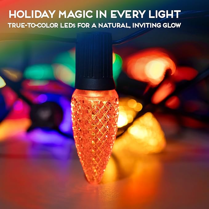 HLO Lighting Set of 500 Multicolor (Red Green Blue Yellow Orange) C9 Faceted LED Christmas Light Bulbs for Indoor & Outdoor Use | Durable Replacement Bulbs