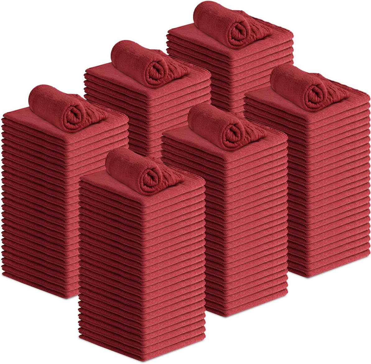 Avalon Towels Cotton Shop Rags – (Pack of 150) Size 12x14 Inches Cleaning Rags – Absorbent Shop Towels and Multipurpose Cleaning Towels for Automobiles, Industries, Garage and Homes (Red)