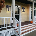 Treekee Large Outdoor Wall Light Fixture, 20 Inch Square Wall Lantern, 3- Light Exterior Sconce Lights, Porch Mount Lighting with Seeded Glass, Modern Black Lamps for Patio Front Door Entryway