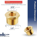 MAACFLOW brass 1" Male NPT to 1/2" Female NPT Adapter Reducer Hex Bushing (Thread OD1.27" - ID 0.72") (Pack of 1)