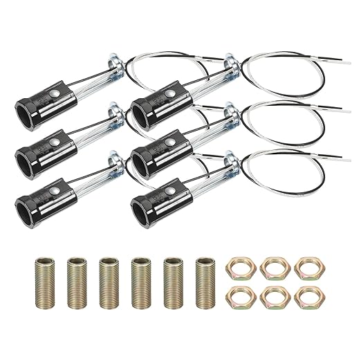 PATIKIL Candelabra Base Lamp Holder Light Socket, 6pcs UL Listed Keyless E12 Bulb Socket with 9.8" Wire Leads for E12 Incandescent LED Light Bulbs, 2.8" Tall