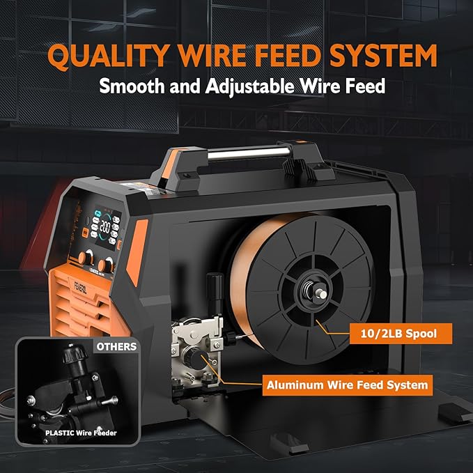 200A MIG Welder,4 in 1 Gas MIG/Gasless Flux Core/Stick/Lift TIG Multi-process Welding Machine Large LED Display 110V/220V Multi Welder