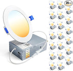 Ensenior 20 Pack 4 Inch LED Recessed Ceiling Light, Dimmable, 2700K-5000K 5CCT, 750LM 9W 120V, High Brightness Canless Wafer Downlight - ETL&FCC&IC