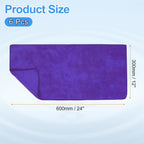 HARFINGTON 6 Pack Microfiber Cleaning Cloth, 24" x 12" Multi-Functional Cleaning Towels Reusable Absorbent Rags for Car Wash Kitchen Household Window Clean, Purple