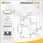 DC Circuit Breaker 25 Amp Solar Panel Disconnect Switch 12V-500V 1 Pole Miniature Solar Circuit Breaker for Outdoor PV Homes Battery, AC 110V DIN Rail MCB