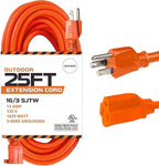 Iron Forge Cable Weatherproof 25 Ft Outdoor Extension Cord - 16/3 SJTW 13 Amp Heavy Duty Highly Visible Orange Extension Cord 3 Prong - Lighted End