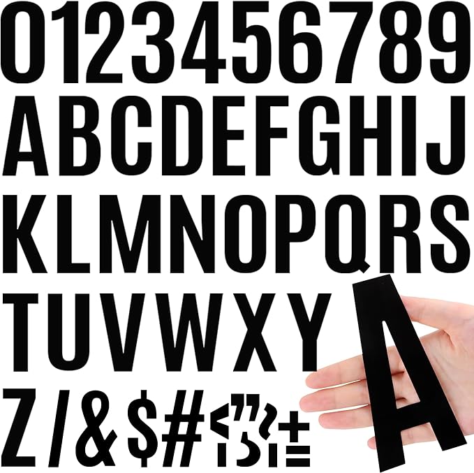 220 PCS Letter Stickers Big Font Mailbox Numbers and Letters Self Adhesive Vinyl Waterproof Alphabet Number Stickers for Bulletin Board Mailbox House Address,Cars,Poster,Business Decor(6 Inch,Black)