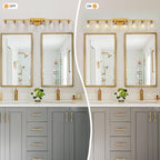 8 Light Gold Bathroom Light Fixtures, Modern Large Vanity Lights with Clear Glass Shade, Brushed Brass Bathroom Lighting Fixtures Over Mirror, Wall Scones Light for Bedroom, Living Room
