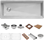 Ruvati 45-inch Workstation Two-Tiered Ledge Kitchen Sink Undermount 16 Gauge Stainless Steel - RVH6333ST