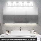 Aipsun Modern 5-Light LED Vanity Light - Dimmable Chrome Bathroom Wall Light Over Mirror (White Light)